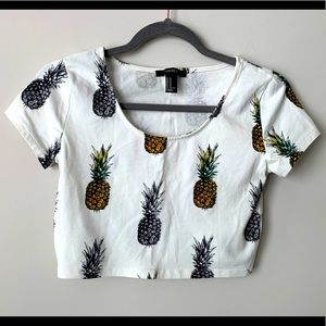 Forever 21 Pineapple Crop Top Size M